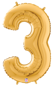 18843GP Number 3 Gold 28" Megaloon