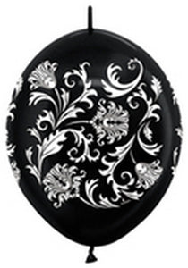 54669 Damask Metallic Black 12" LINK-O-LOON® (50ct)