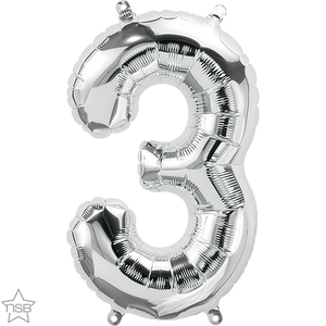 59087 Air Fill Number "3" Silver 16in