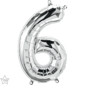 59093 Air Fill Number "6" Silver 16in