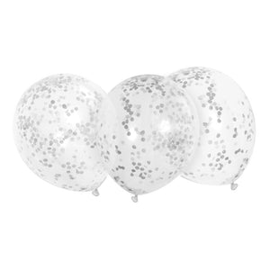56408 Clear with Silver Confetti 12" Pre-Filled (6ct)