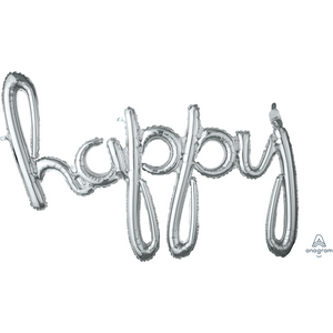 37656 Script Phrase "Happy" Silver