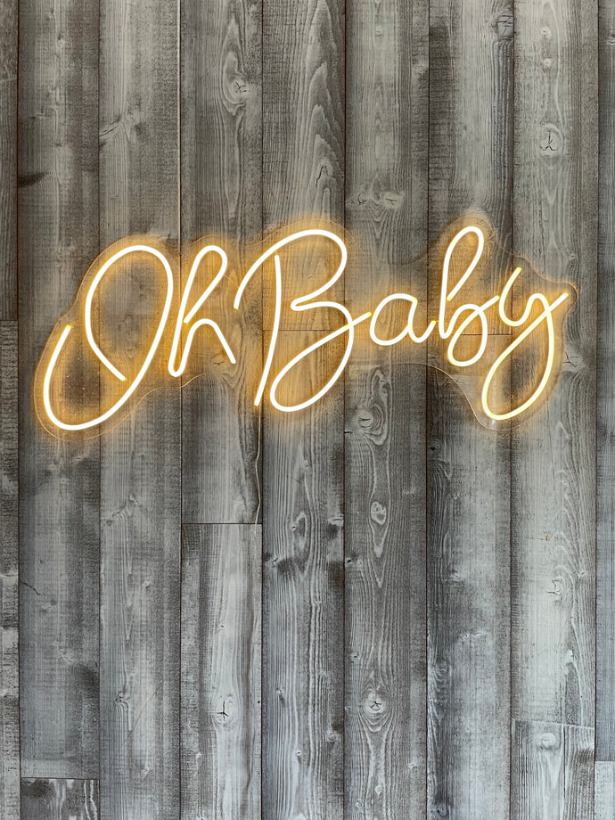 Oh Baby Neon Sign Rental - Warm White