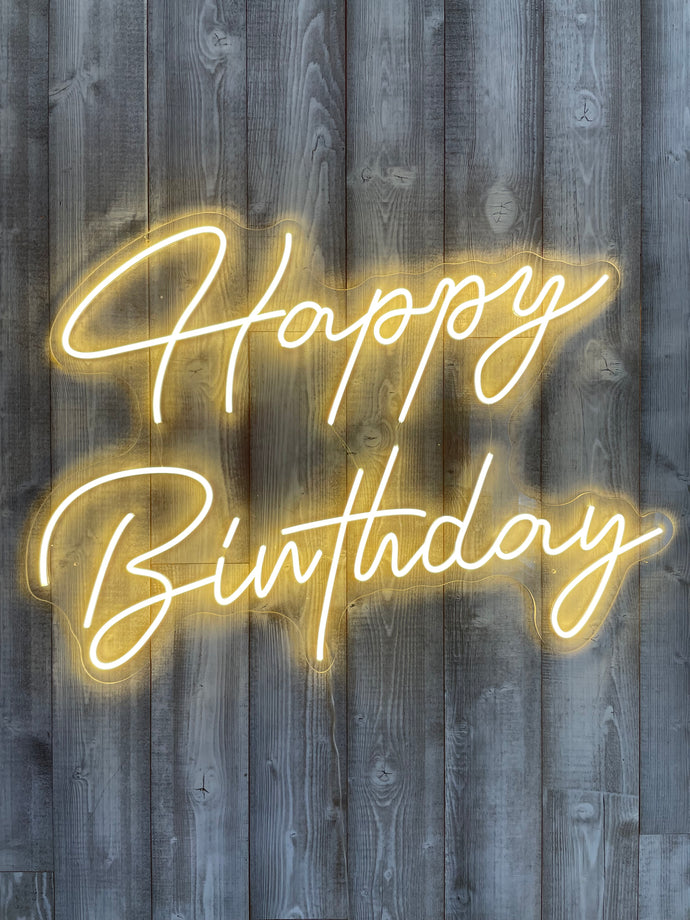 Happy Birthday Neon Sign Rental - White