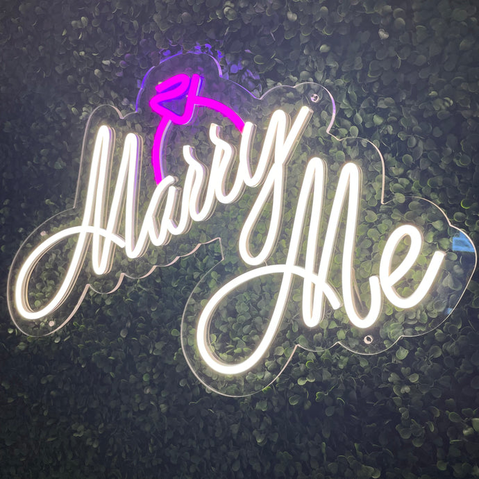 Marry Me with Ring Neon Sign Rental