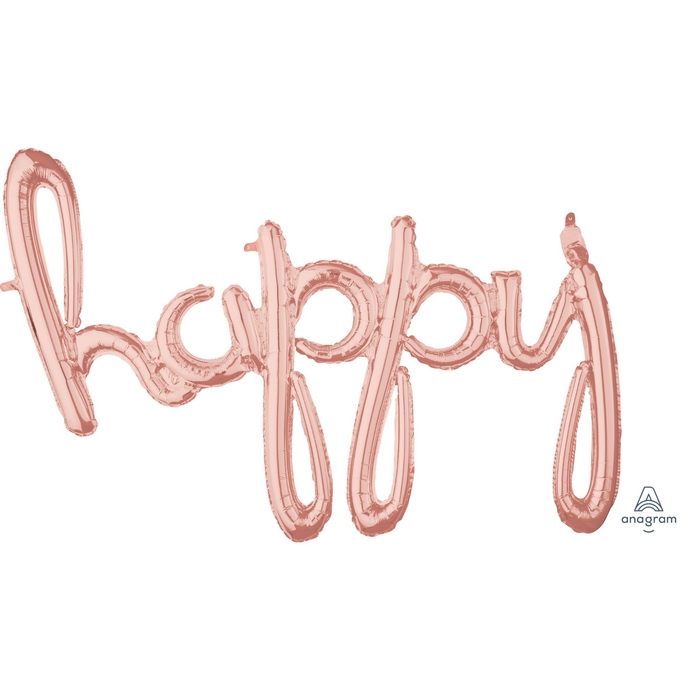 39155 Script Phrase Happy Rose Gold