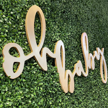 Load image into Gallery viewer, Oh Baby Wood Sign Rental - Gold
