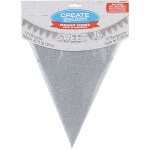 120298 Create Your Own Pennant Banner - Silver Sparkle